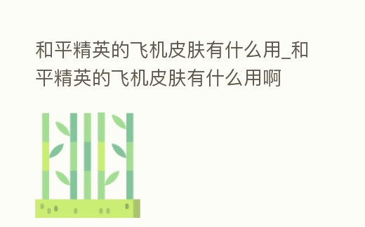 和平精英的飛機皮膚有什么用_和平精英的飛機皮膚有什么用啊