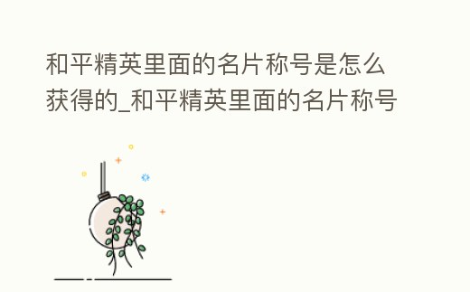 和平精英里面的名片稱號是怎么獲得的_和平精英里面的名片稱號是怎么獲得的呀