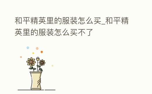 和平精英里的服裝怎么買_和平精英里的服裝怎么買不了