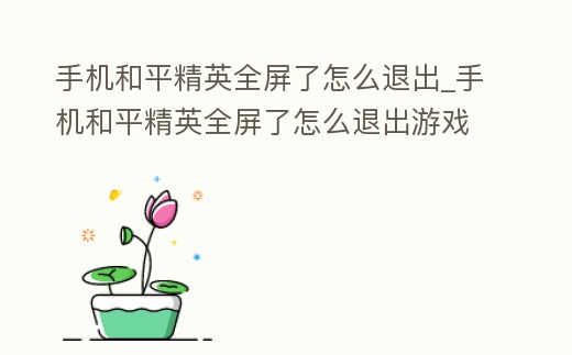 手機(jī)和平精英全屏了怎么退出_手機(jī)和平精英全屏了怎么退出游戲