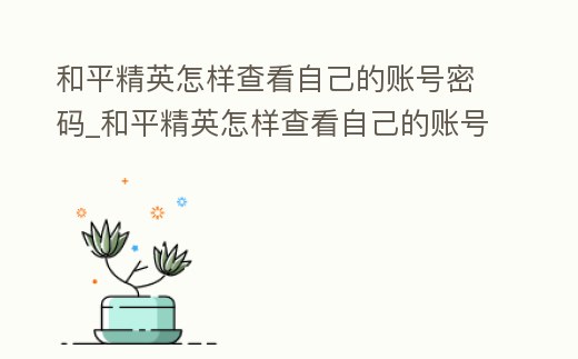 和平精英怎樣查看自己的賬號密碼_和平精英怎樣查看自己的賬號密碼和密碼