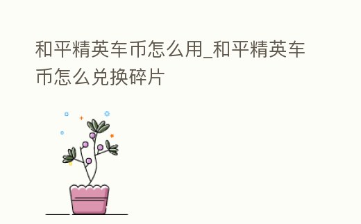 和平精英車幣怎么用_和平精英車幣怎么兌換碎片