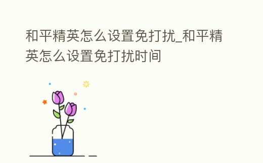 和平精英怎么設置免打擾_和平精英怎么設置免打擾時間